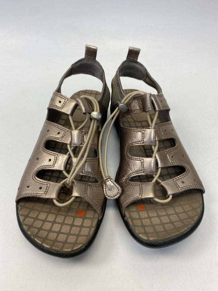 Ecco EU Shoe Size 39 US Shoe Size 8 Pewter Lace-up Sandals