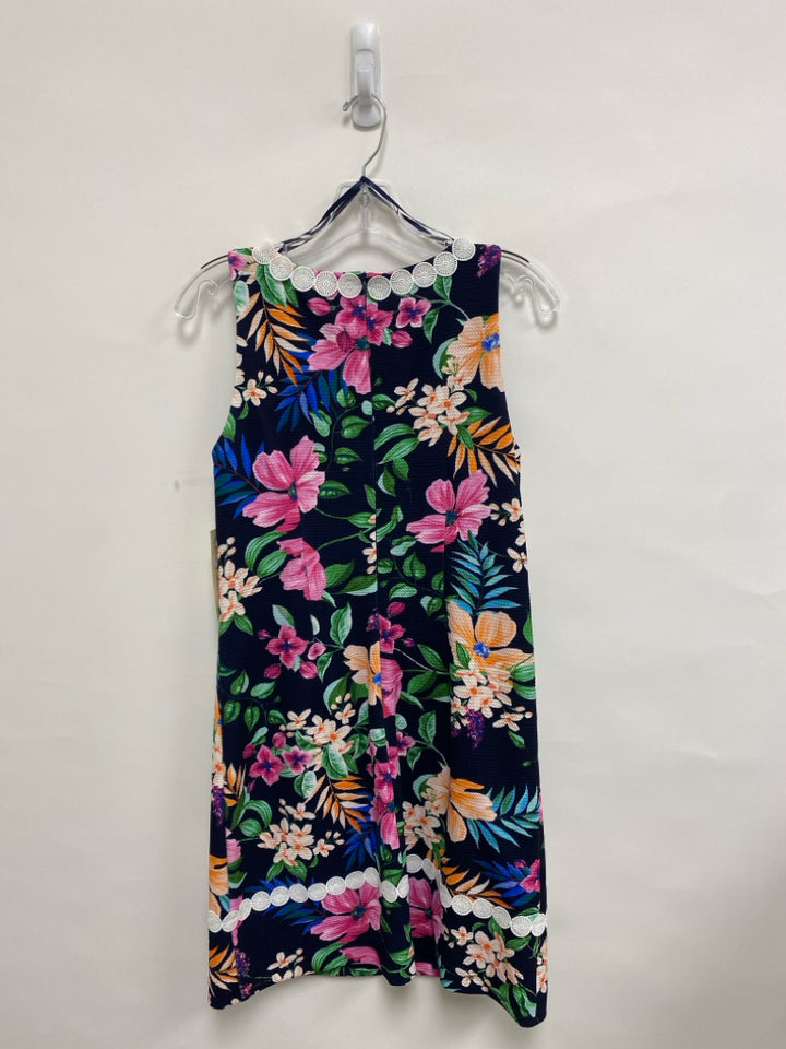 NWT Eliza J Size 8 Navy Multi Color Flowers Sleeveless Ladies Dress