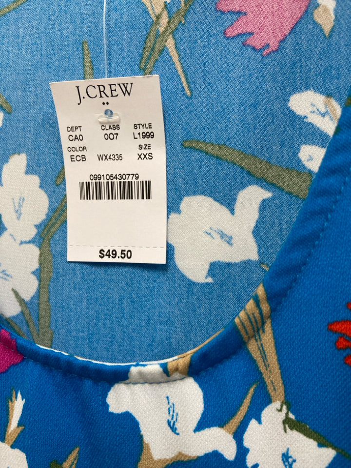 NWT J Crew Size XXS Blue White/Multi Floral Sleeveless Ladies Top