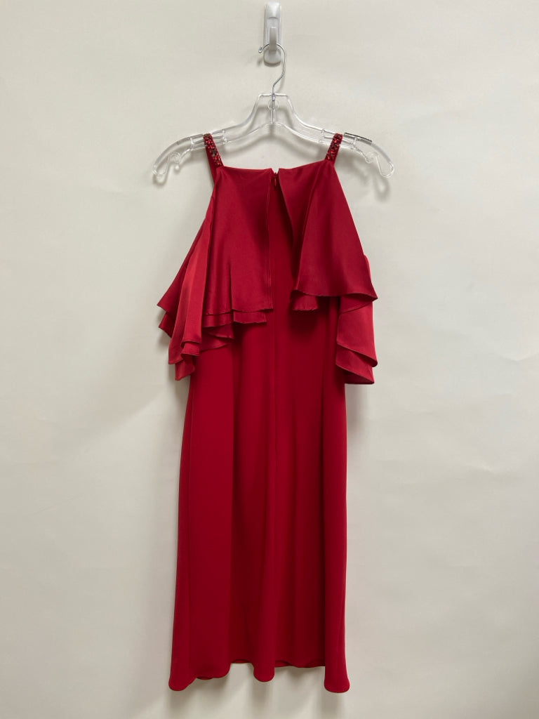 Papell Size 8 Red Jeweled Cold Shoulder Ladies Dress