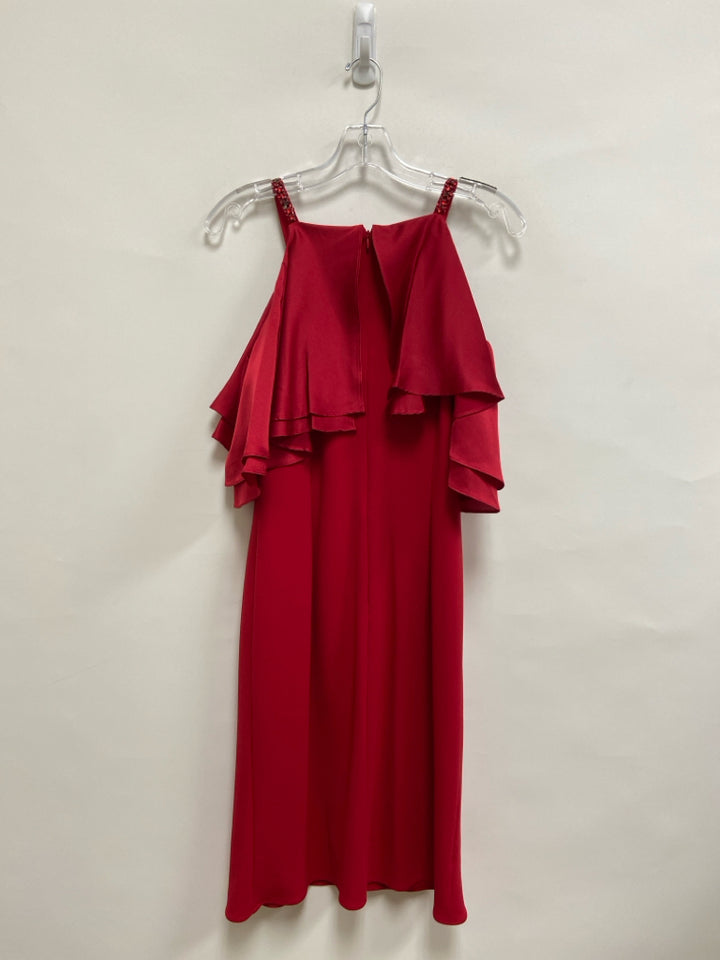 Papell Size 8 Red Jeweled Cold Shoulder Ladies Dress