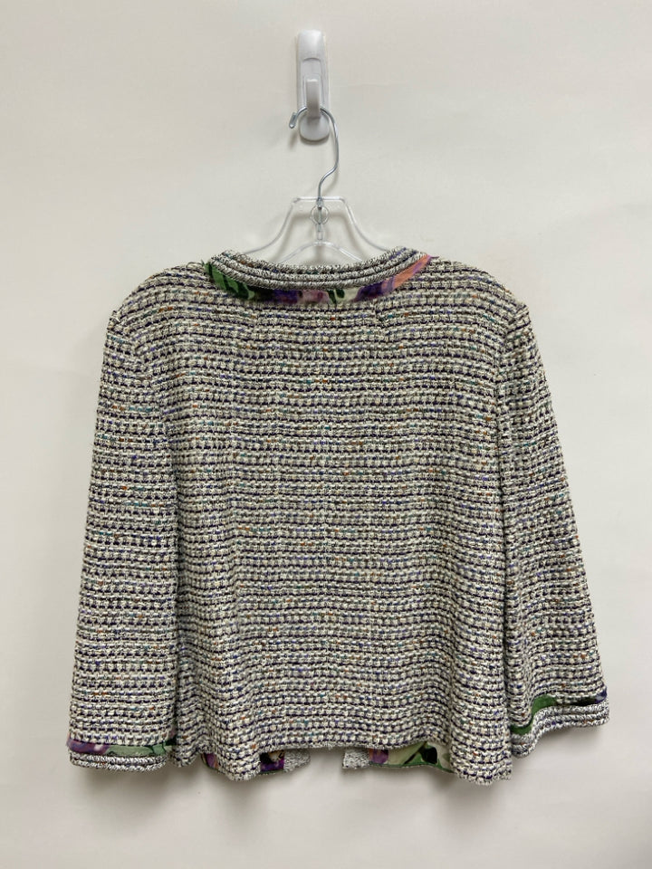 ST. JOHN Size M Cream Multi Color Woven Drape Ladies Jacket