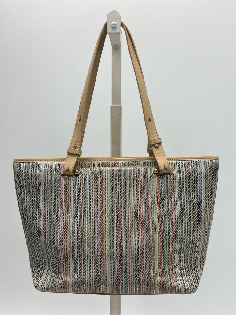 Brahmin Tan Multi-Color Stripe(s) Handbag