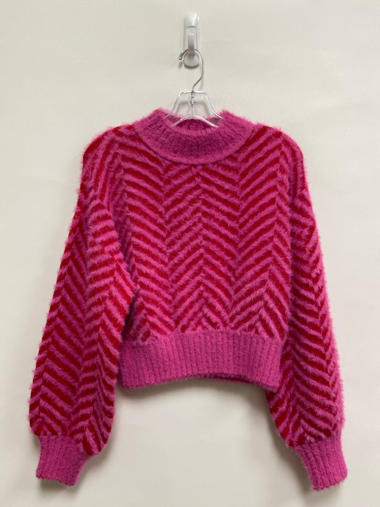 Sugar+ Lips Size S Hot Pink Red Chevron Ladies Sweater