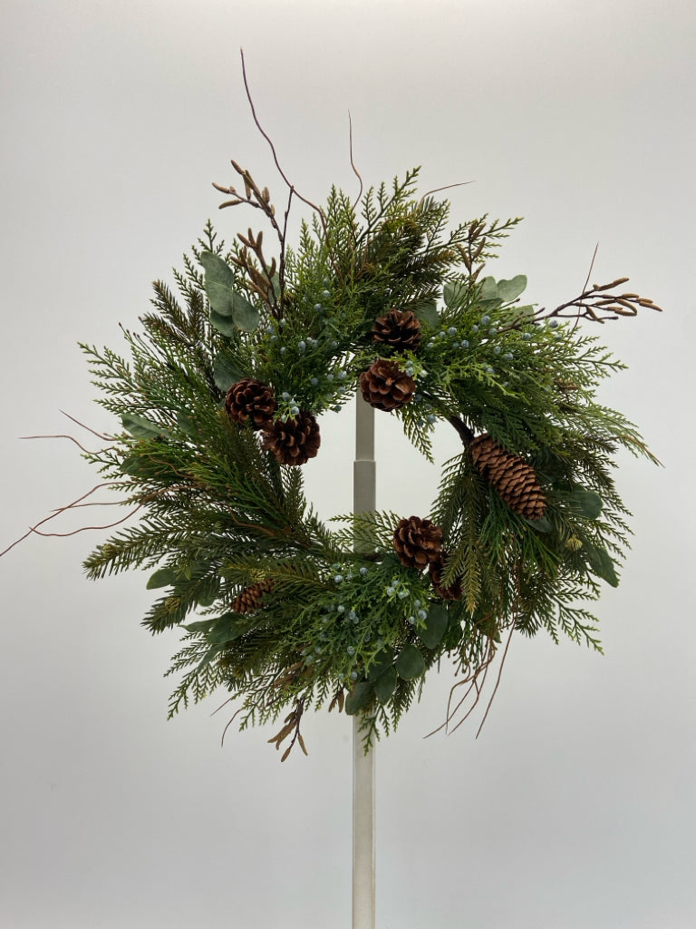 Green Brown Pinecone Wreath