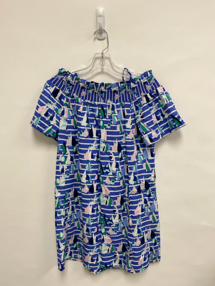 NWT Vineyard Vines Size S White Blue/Green Boats Cold Shoulder Ladies Dress