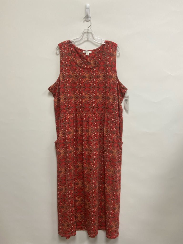 NWT Coldwater Creek  SIZE  2X Red/Orange Taupe/Cream Maxi Plus Size Dress