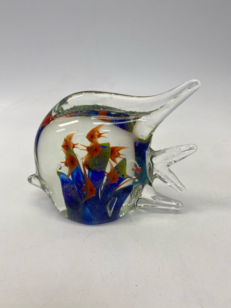 Clear Multi Color Fish Glass Figurine