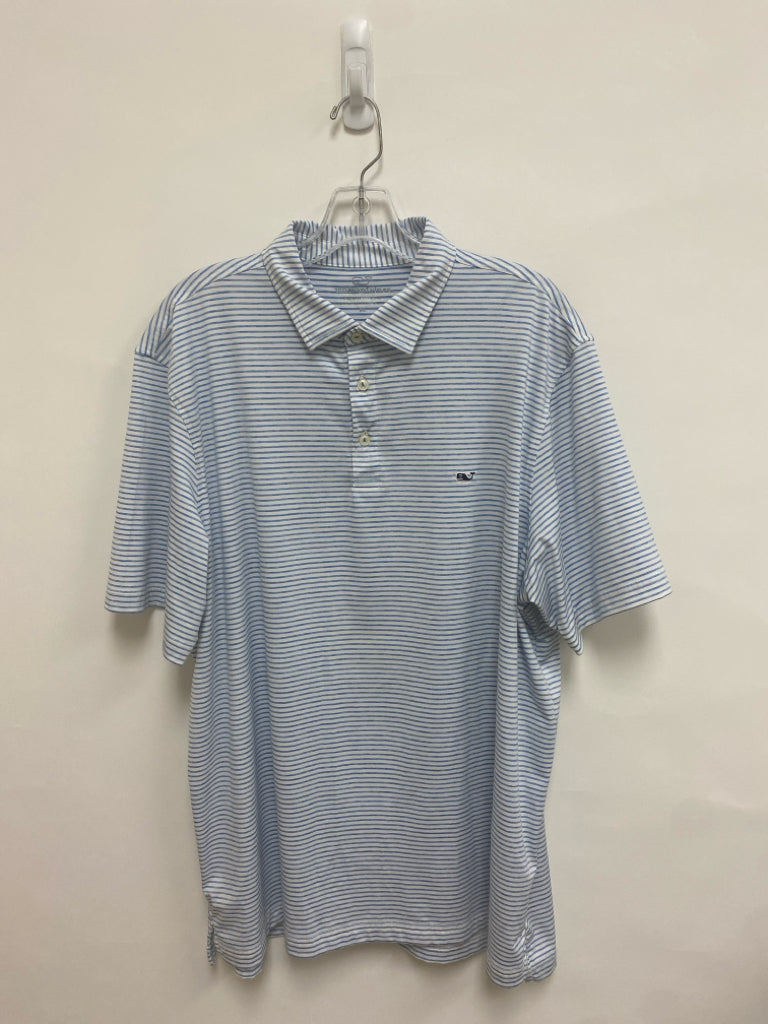 Vineyard Vines Size XL White Blue Striped Polo Men&