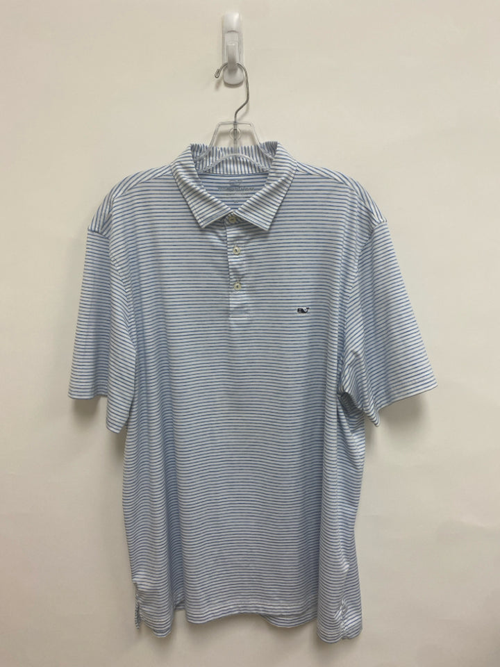 Vineyard Vines Size XL White Blue Striped Polo Men&