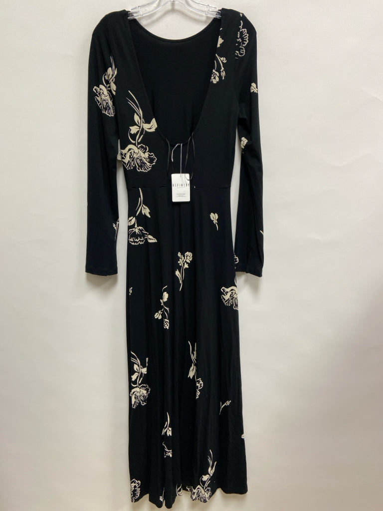 NWT Free People Size M Black Cream Flowers Ladies Dress