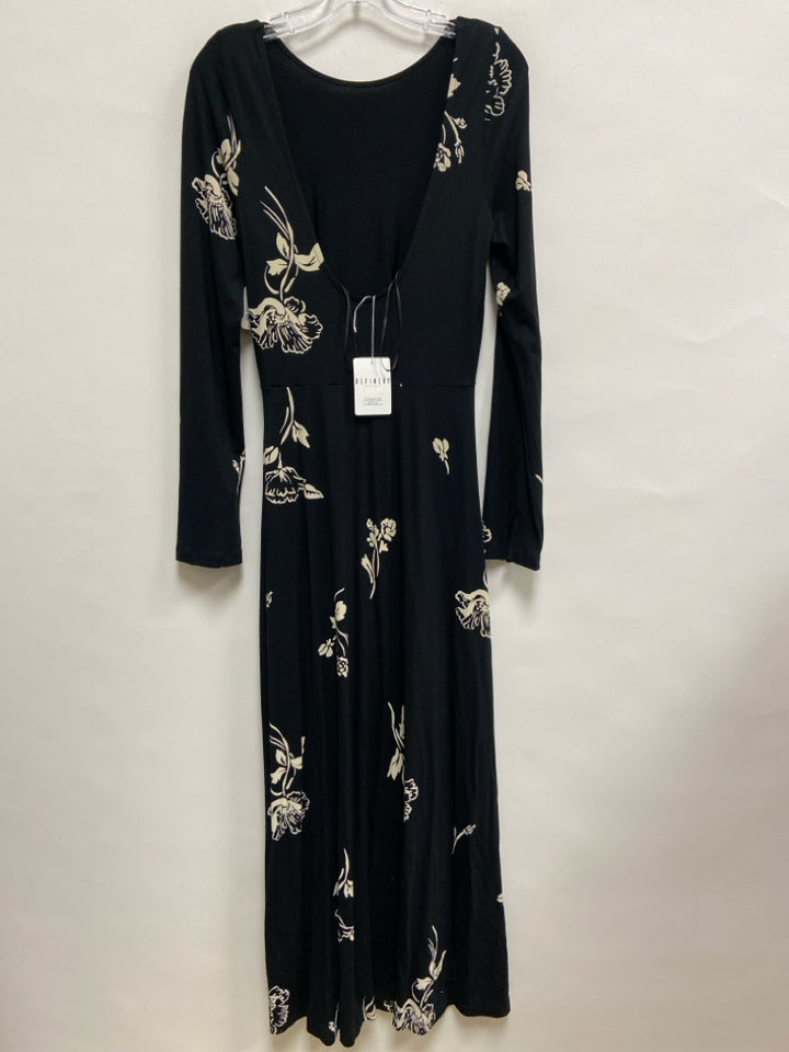 NWT Free People Size M Black Cream Flowers Ladies Dress