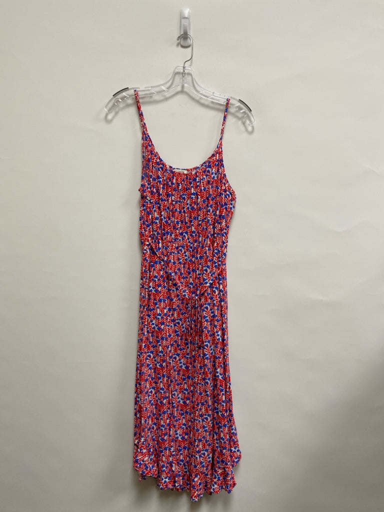 J Crew Size 12 White Red/Blue Flowers Sleeveless Ladies Dress