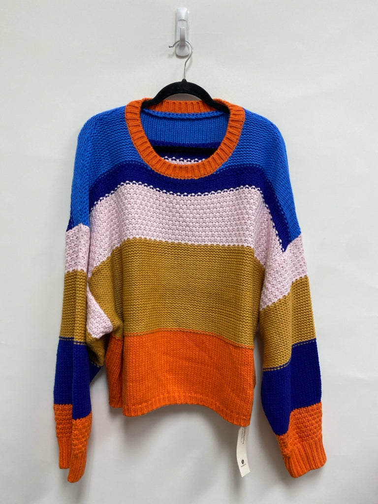NWT  SIZE  XXL Blue Pink/Orange Striped Plus Size Sweater