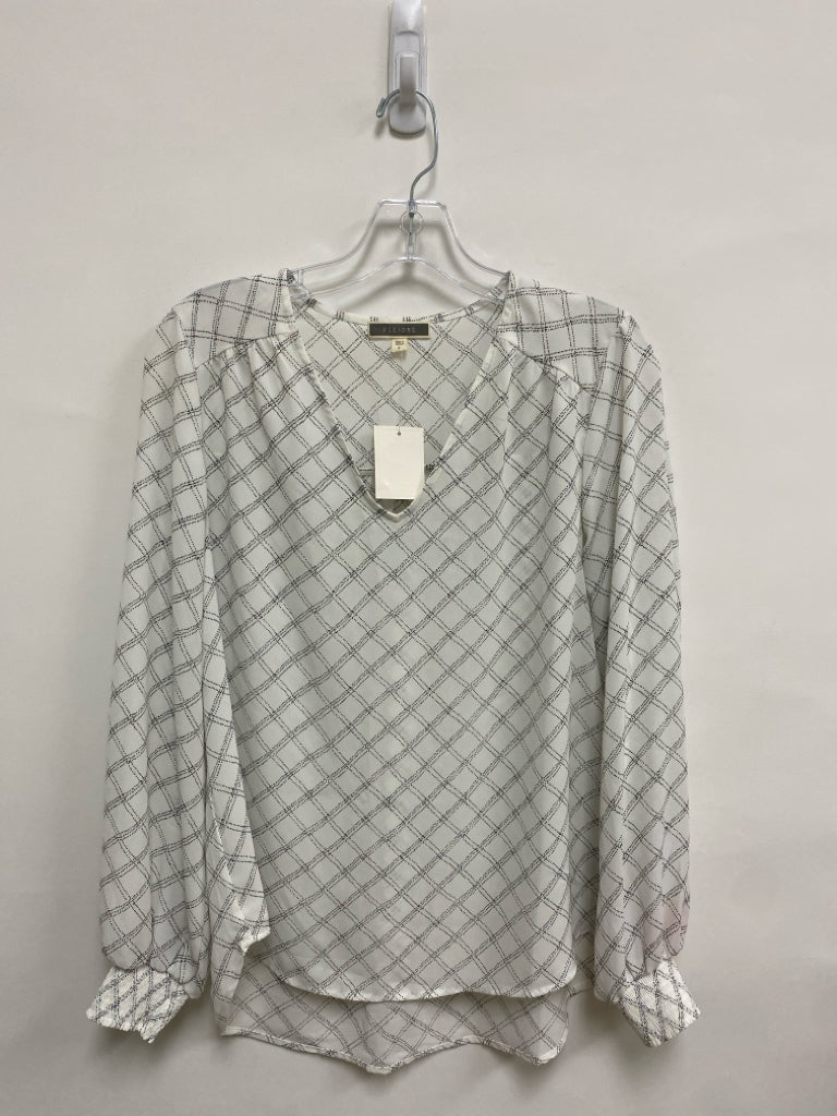 NWT Pleione Size S White Black Lattice Long Sleeve Ladies Top