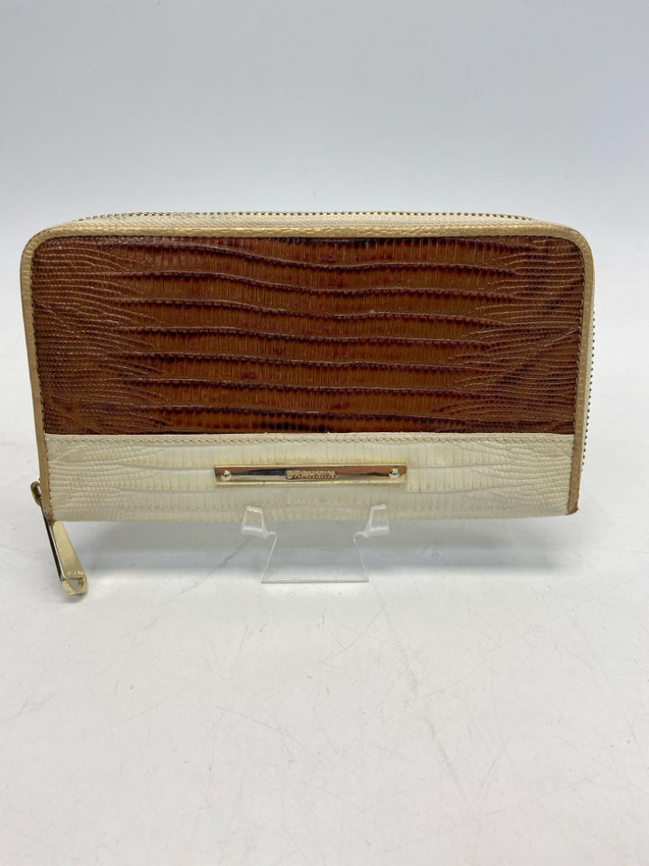 Brahmin Cream Brown Embossed Wallet