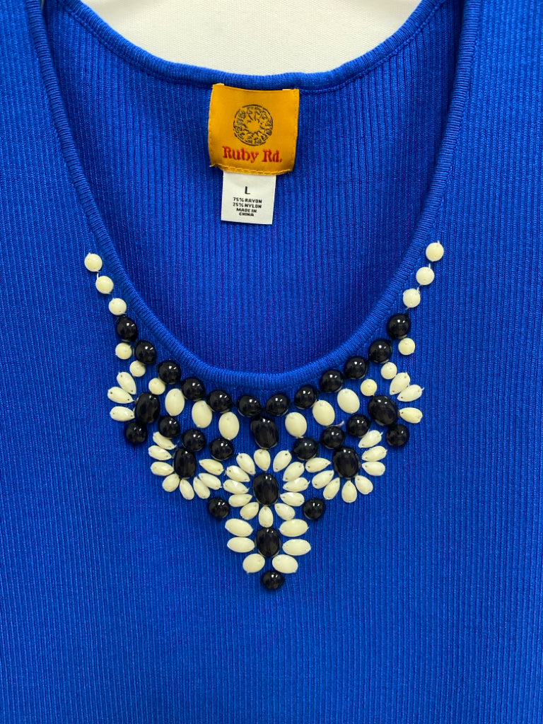 Ruby Rd. Size L Blue Beaded Tank Ladies Top