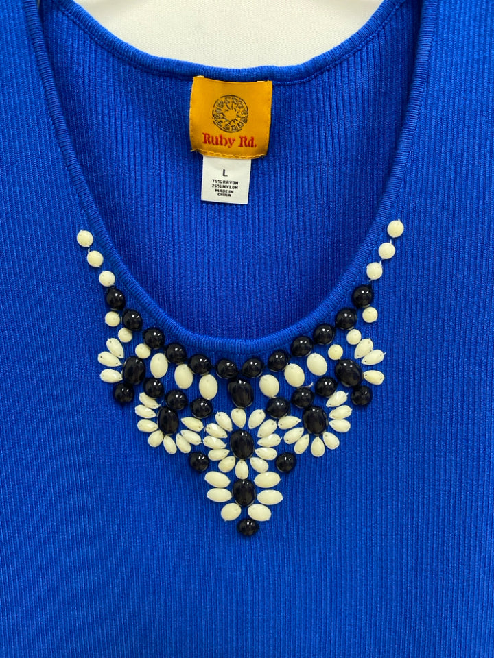 Ruby Rd. Size L Blue Beaded Tank Ladies Top