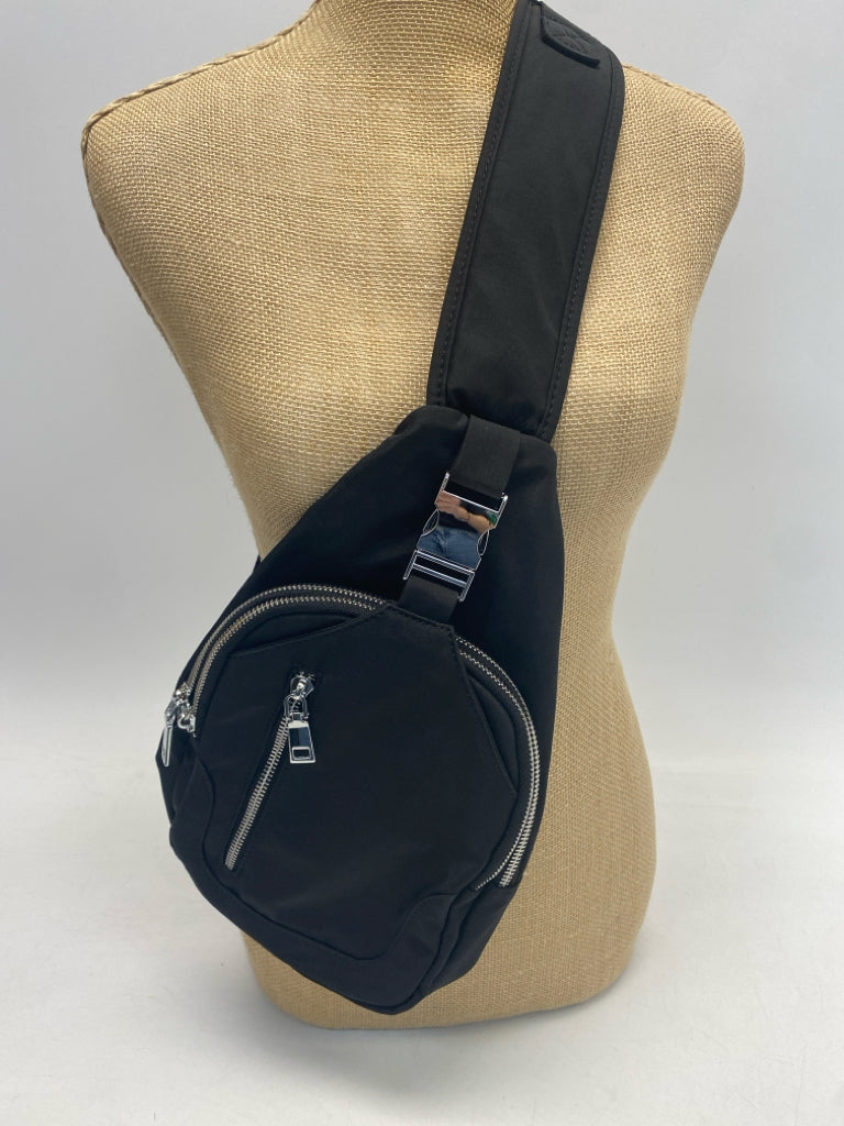Black Silver Accent(s) Nylon Handbag