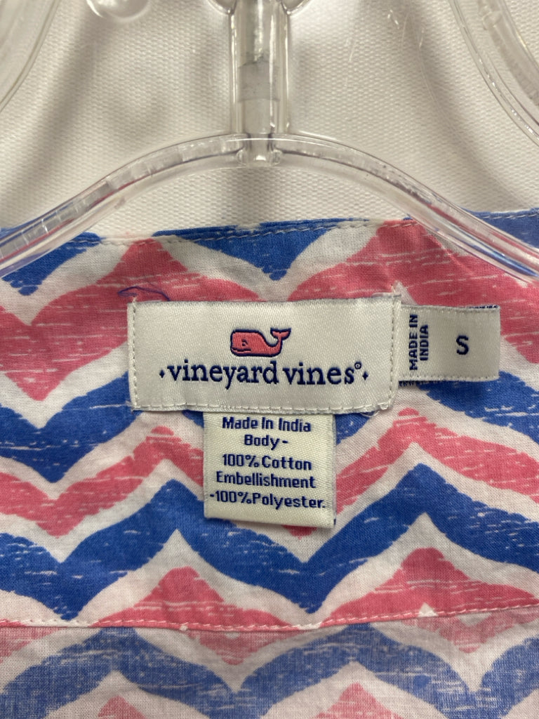 Vineyard Vines Size S White Pink/Blue Zig Zag Ladies Dress