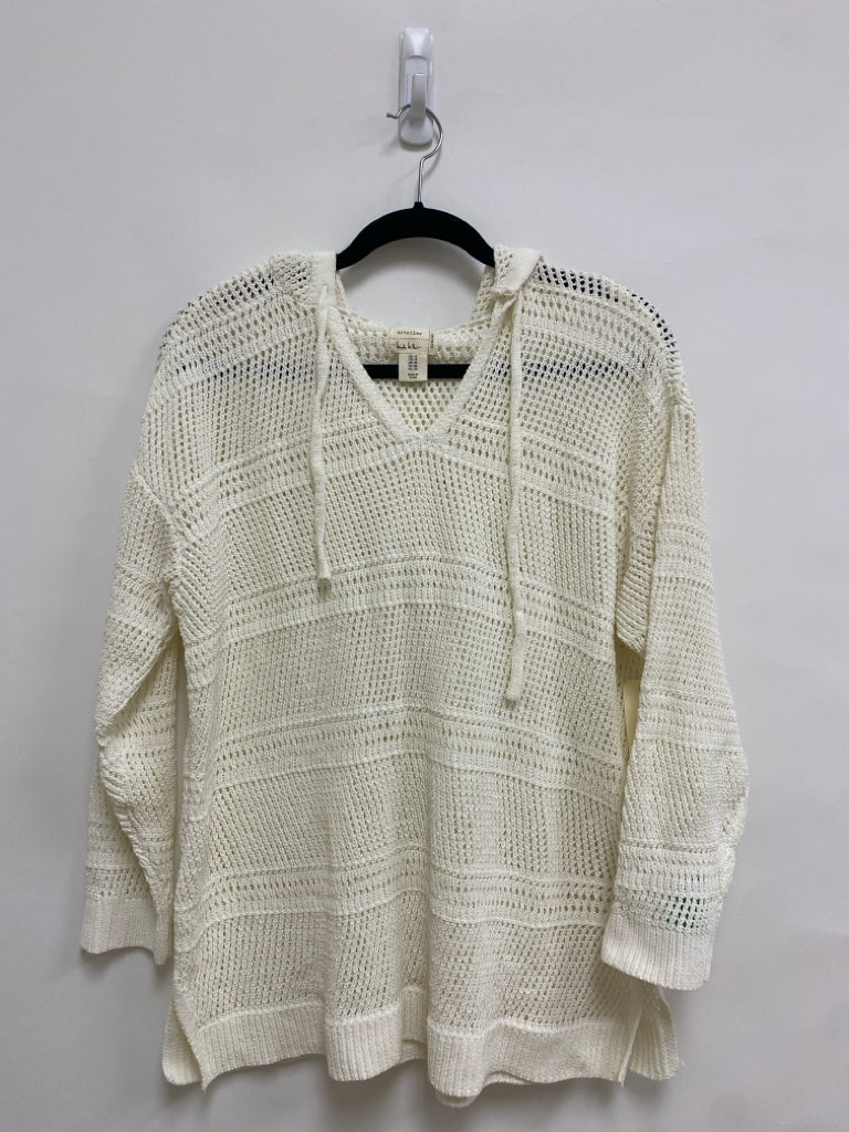 NWT Nicole Miller  SIZE  1X Cream Texture Hooded Plus Size Sweater
