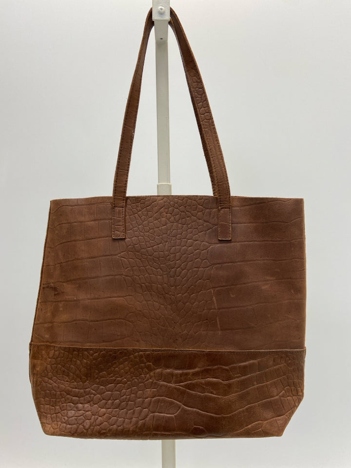 ABLE LOCAL &amp; GLOBAL Dark Brown Embossed Handbag