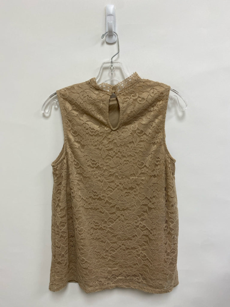 NWT Cable&amp;Gauge Size M Tan Lace Sleeveless Ladies Top