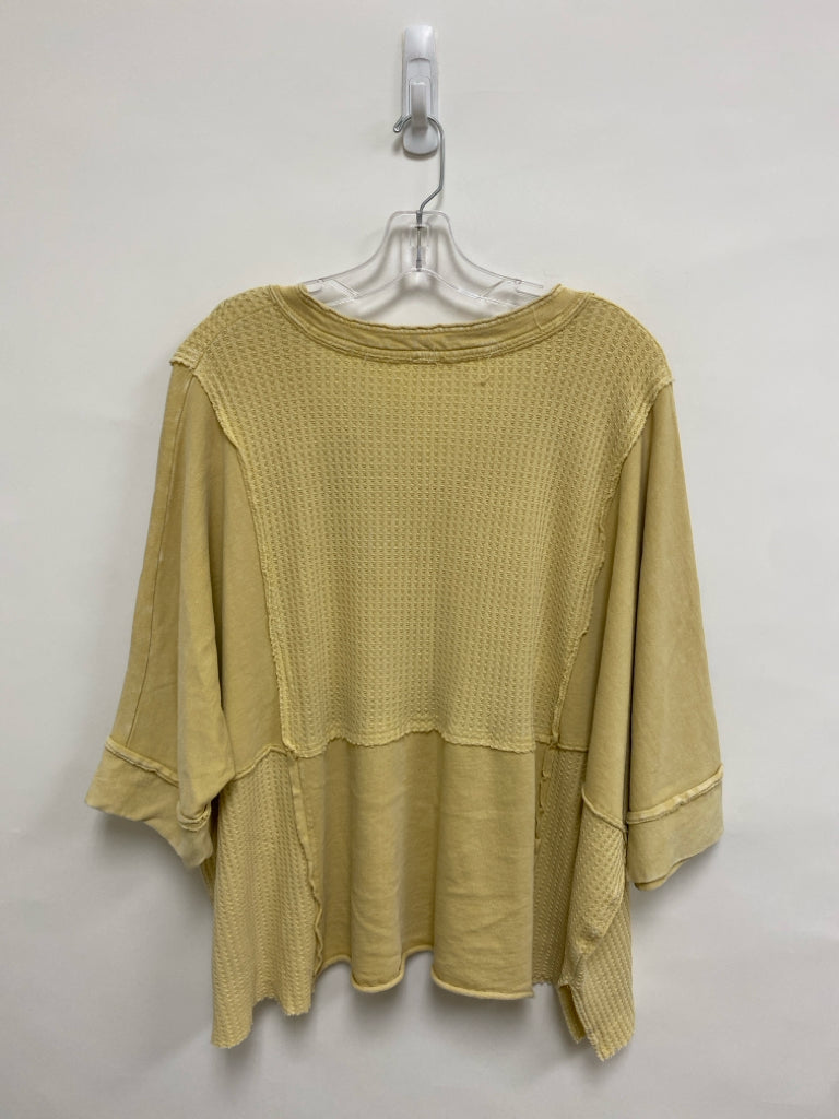 Easel Size L Goldenrod Waffle Batwing Ladies Top