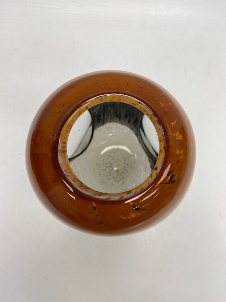 Orange Clear/Black Glass Vase