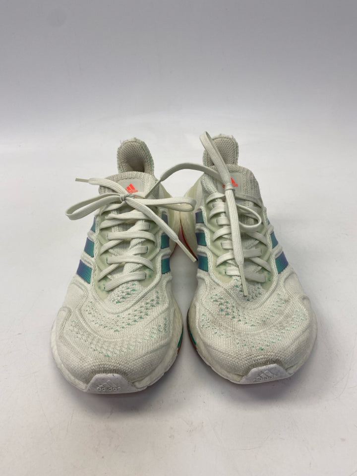 Adidas  Size 8.5 Cream Aqua/Purple Lace-up Sneakers