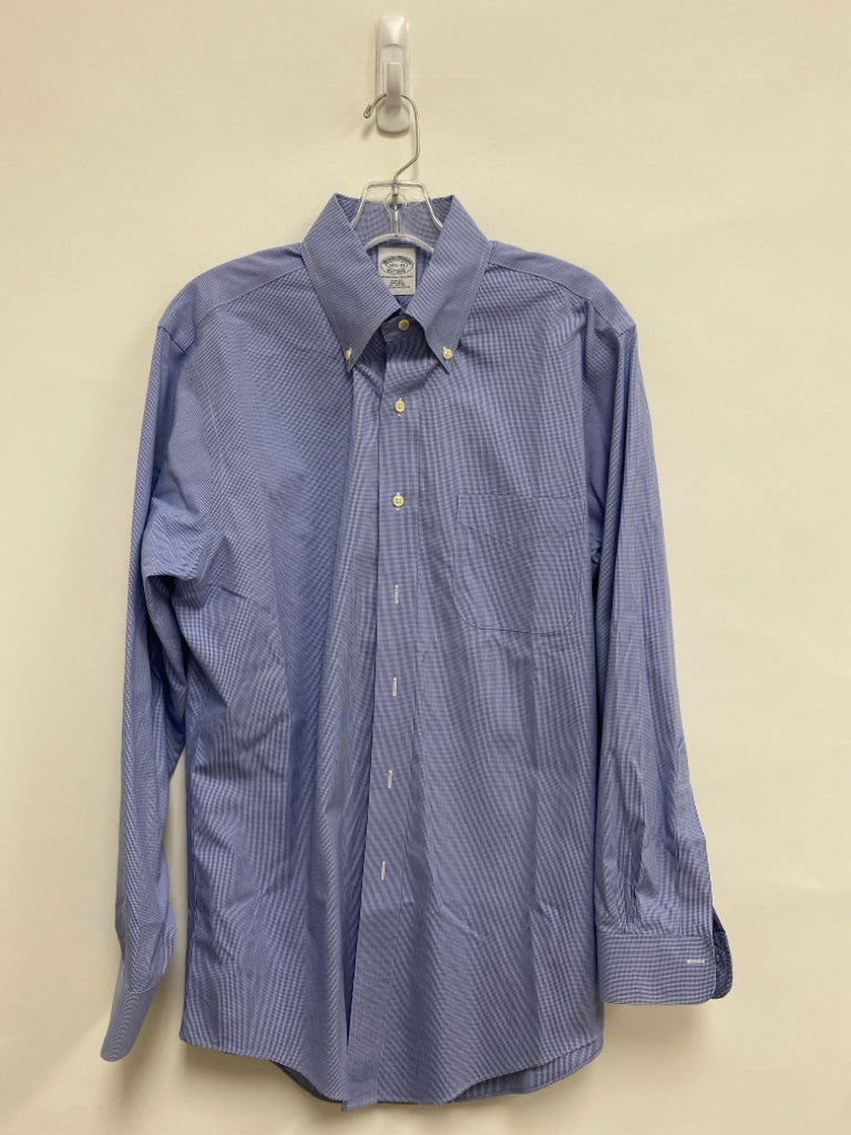 Brooks Brothers Size 15.5 White Blue Houndstooth Men&