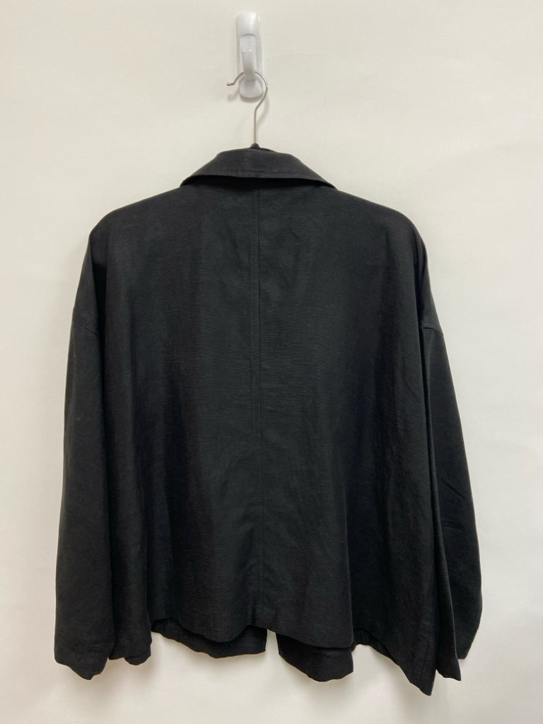 Eileen Fisher Size L Black Linen Ladies Jacket