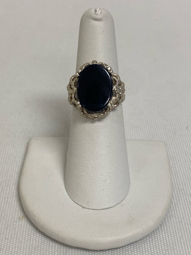 Black Silver Jeweled Ring