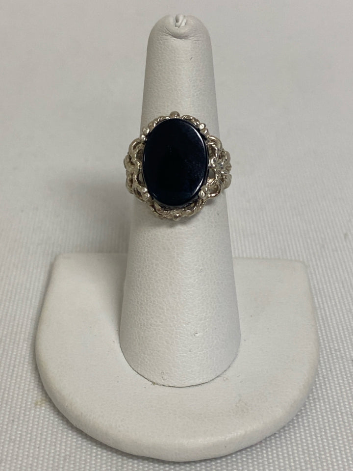 Black Silver Jeweled Ring
