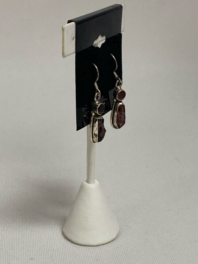 Silver Red Shapes Earrings
