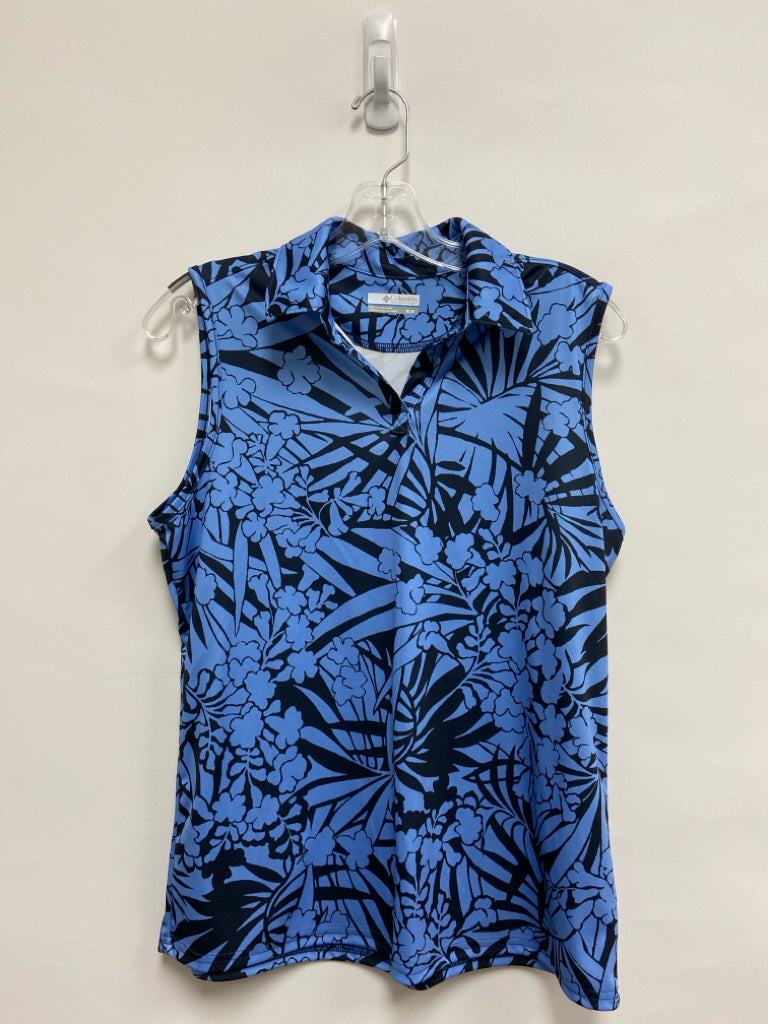 Columbia Size M Blue Navy Leaves Sleeveless Athletic Top
