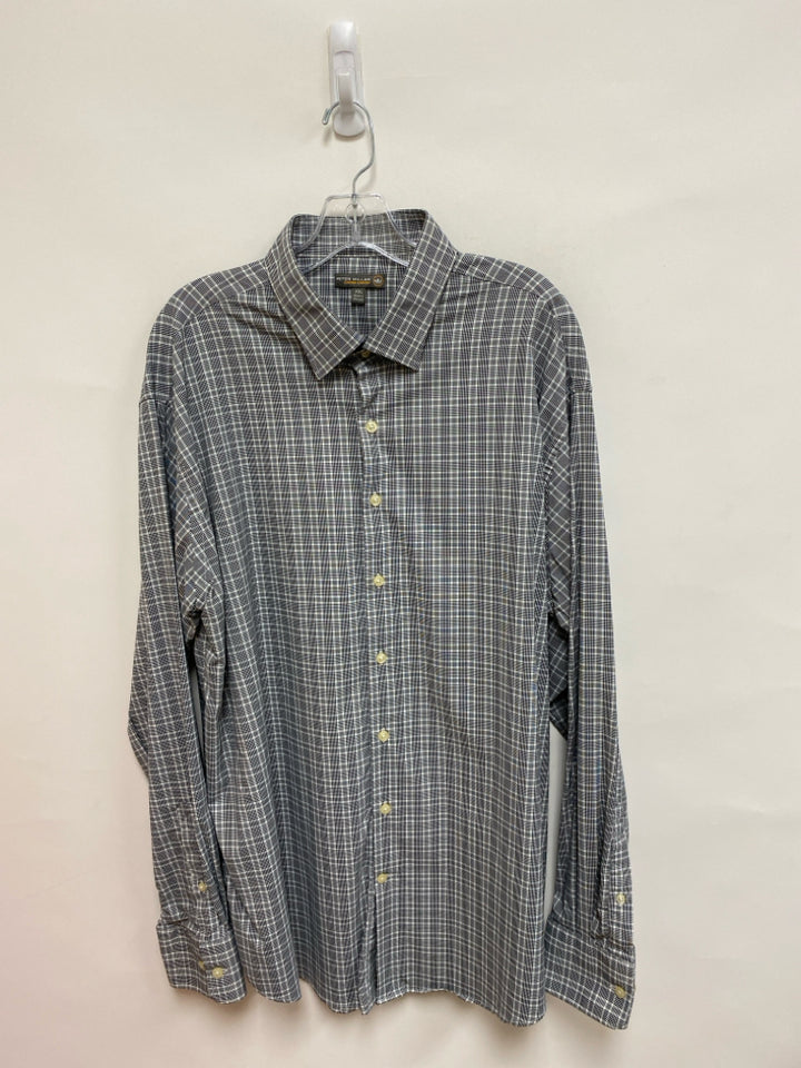 Peter Millar Size XXL White Black Plaid Button Up Men&