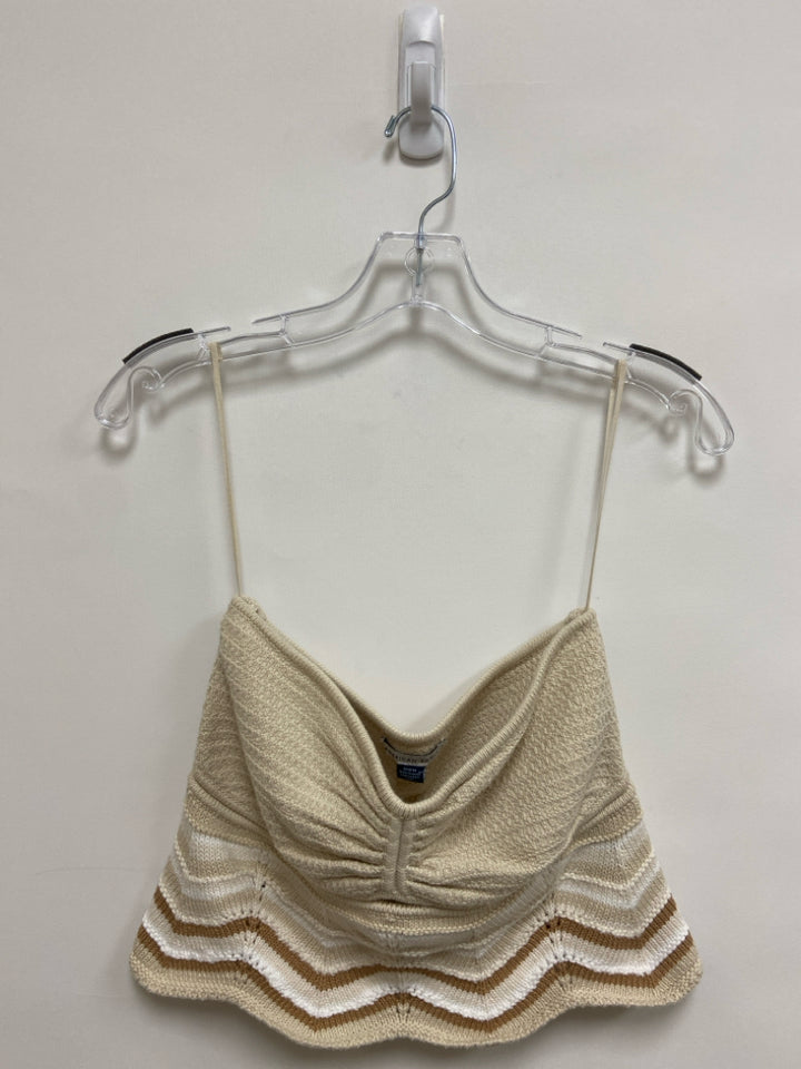 NWT American Eagle Size M Beige Brown/White Zig Zag Ladies Top