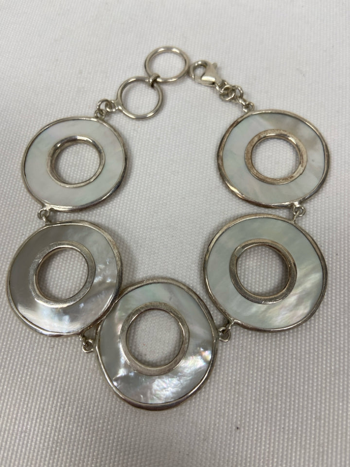 Sterling Silver Iridescent Disc Bracelet