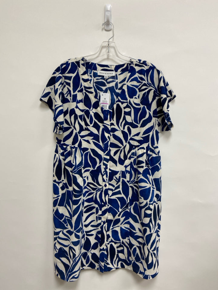 NWT EMMA &amp; MICHELE Size M Dark Blue White Leaves Ladies Dress