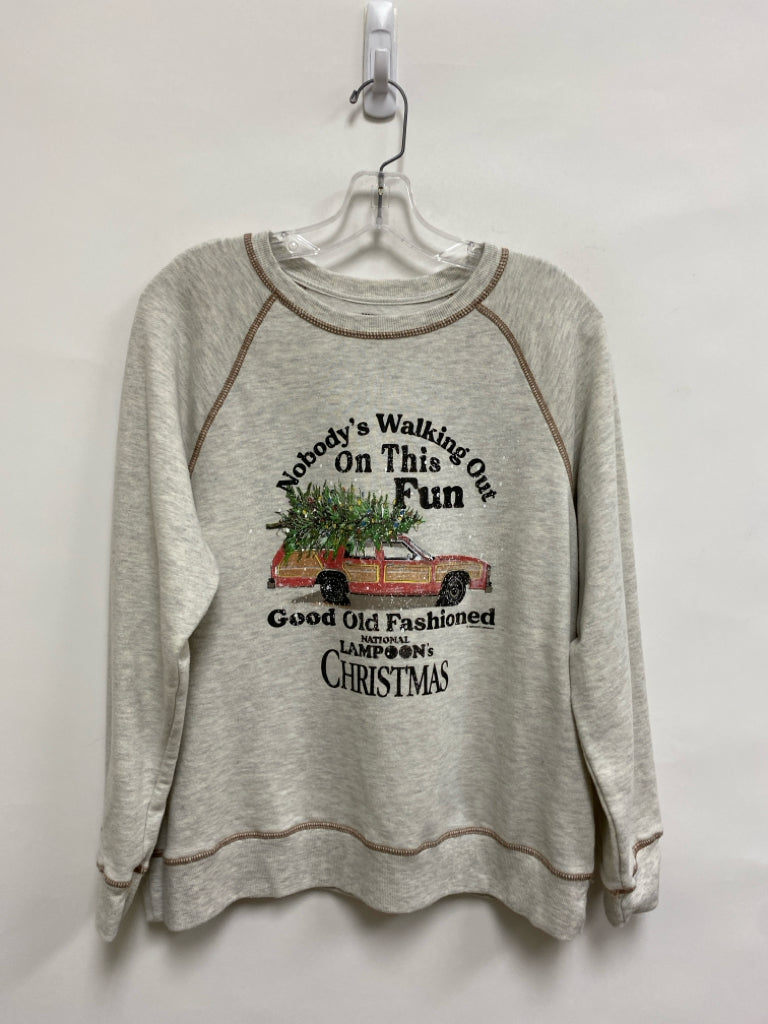 Size M Cream Multi Color Words Ladies Sweatshirt