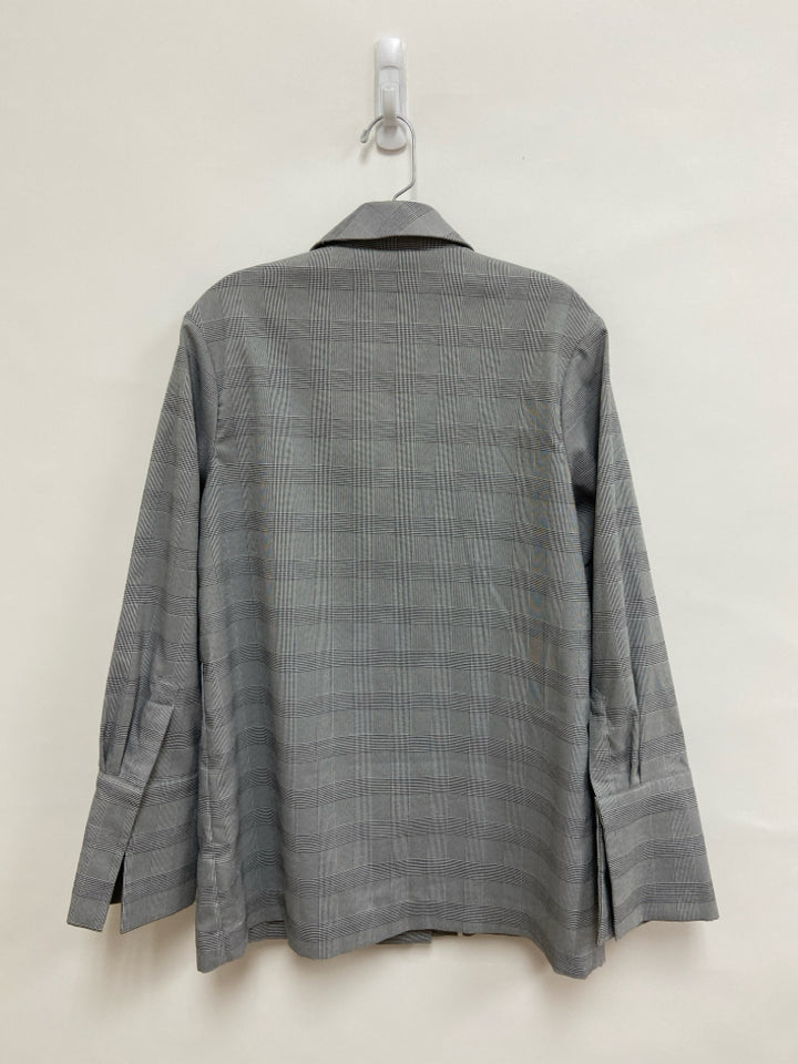 Size M White/Black Plaid Double-Breasted Ladies Jacket