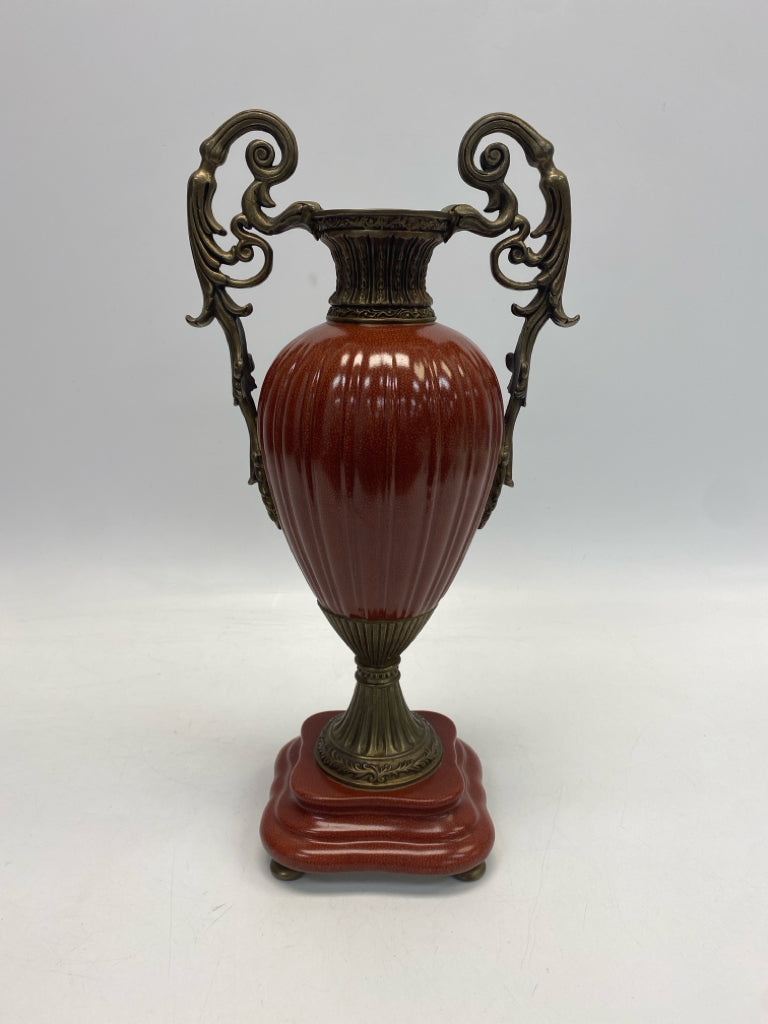 Rust Brass Metal/Ceramic Vase