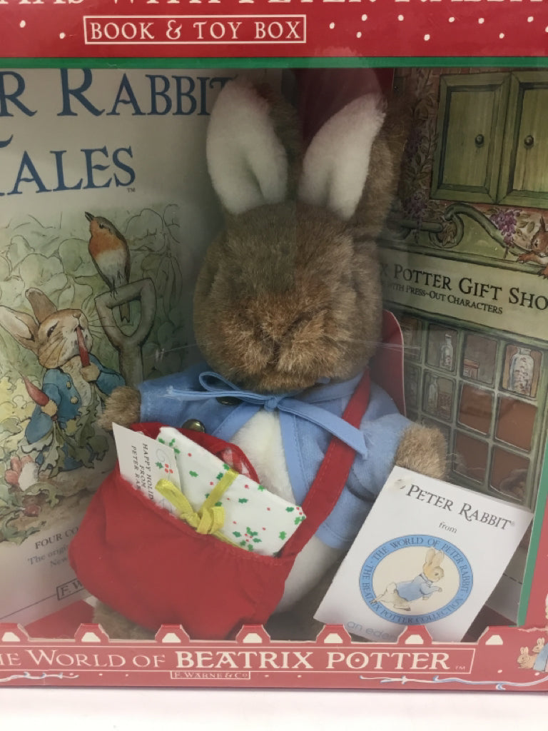 Beatrix Potter Brown Blue/White Christmas Stuffed Animal