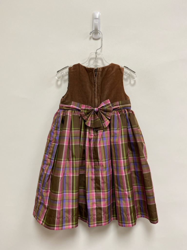 Gap SIZE 3 Brown Pink/Green Plaid Sleeveless Girl&