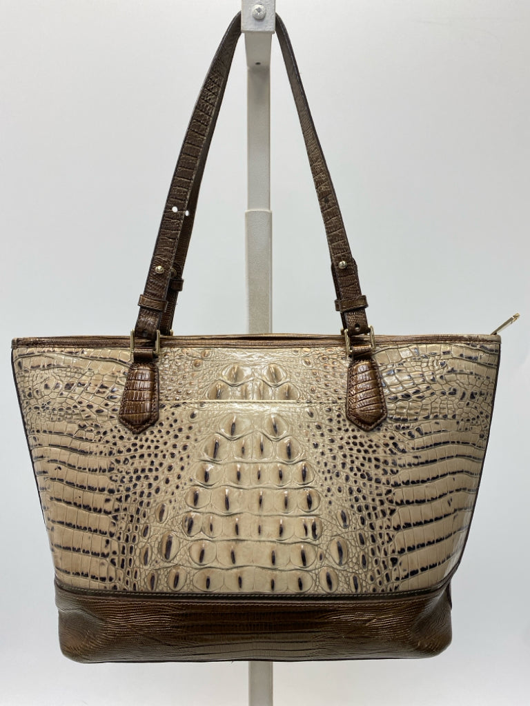 Brahmin Tan Brown Embossed Leather Medium Asher Handbag