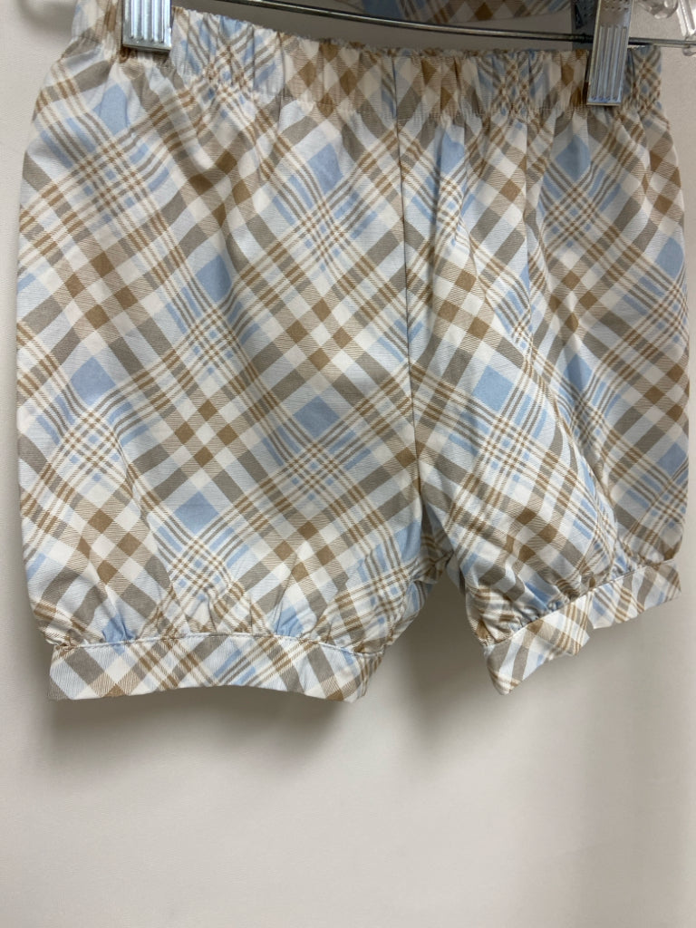 stitchy fish SIZE 4T White Brown/Blue Plaid Button Up Girl&
