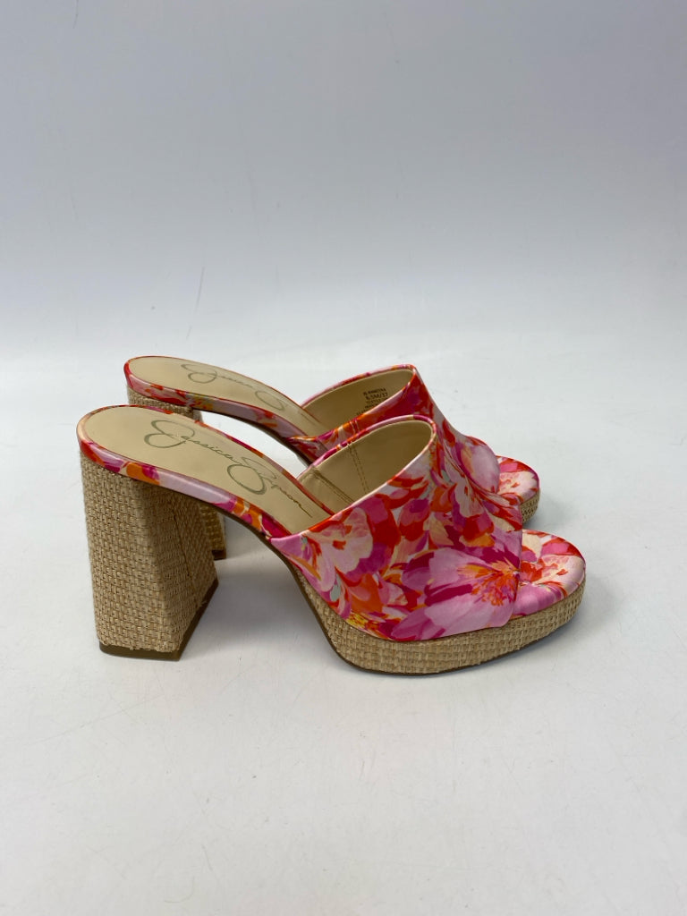 Jessica Simpson  Size 6.5 Pink Orange Flower(s) Sandals