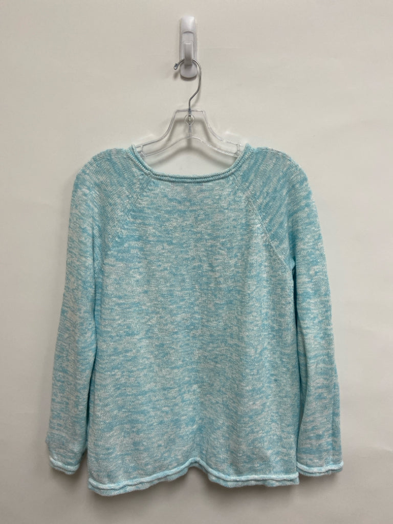 LILLY PULITZER Size XL Aqua/White Navy/Pink Embroidered Ladies Sweater
