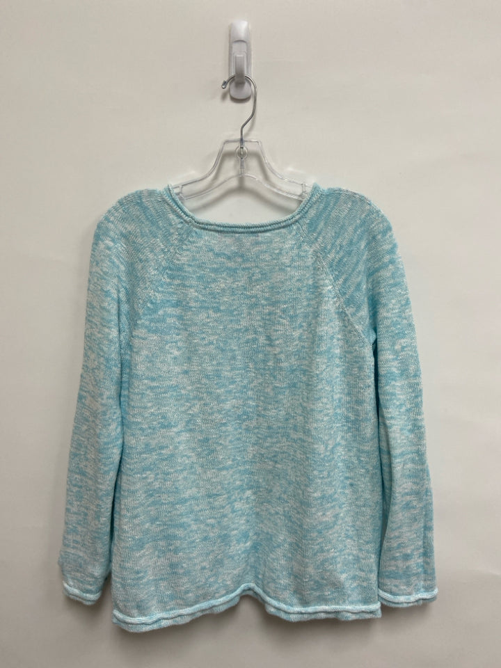 LILLY PULITZER Size XL Aqua/White Navy/Pink Embroidered Ladies Sweater